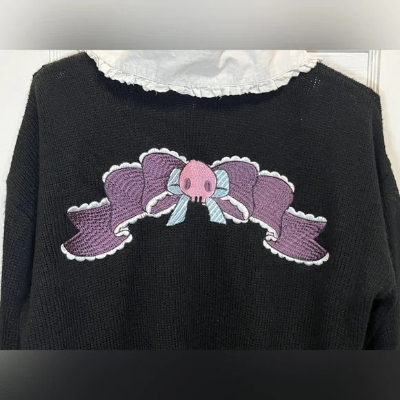 Hot Topic Kuromi Dress-Up Collar Cardigan Size M Black Deadstock - Picture 6 of 10